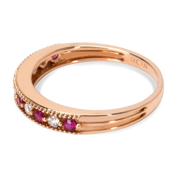 Stackable Diamond & Ruby Ring in 18KT Pink Gold 0.30 ctw - Picture 2 of 4